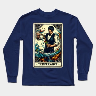 Temperance Mixer Bartender Drinking Funny Tarot Card Pun Long Sleeve T-Shirt